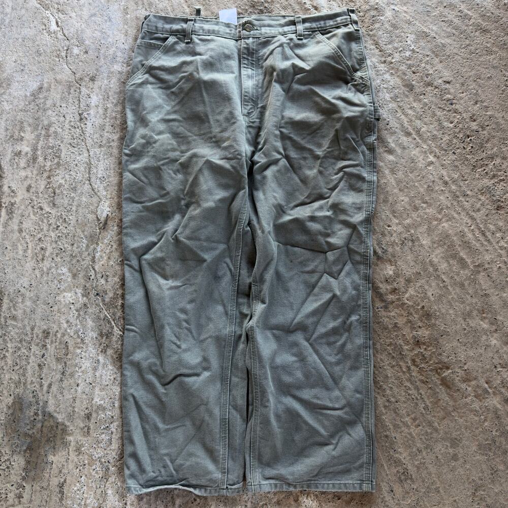 Vtg Olive Moss Green Carhartt Pants Carpenter 38x30 00s Workwear Outdoors Rugged